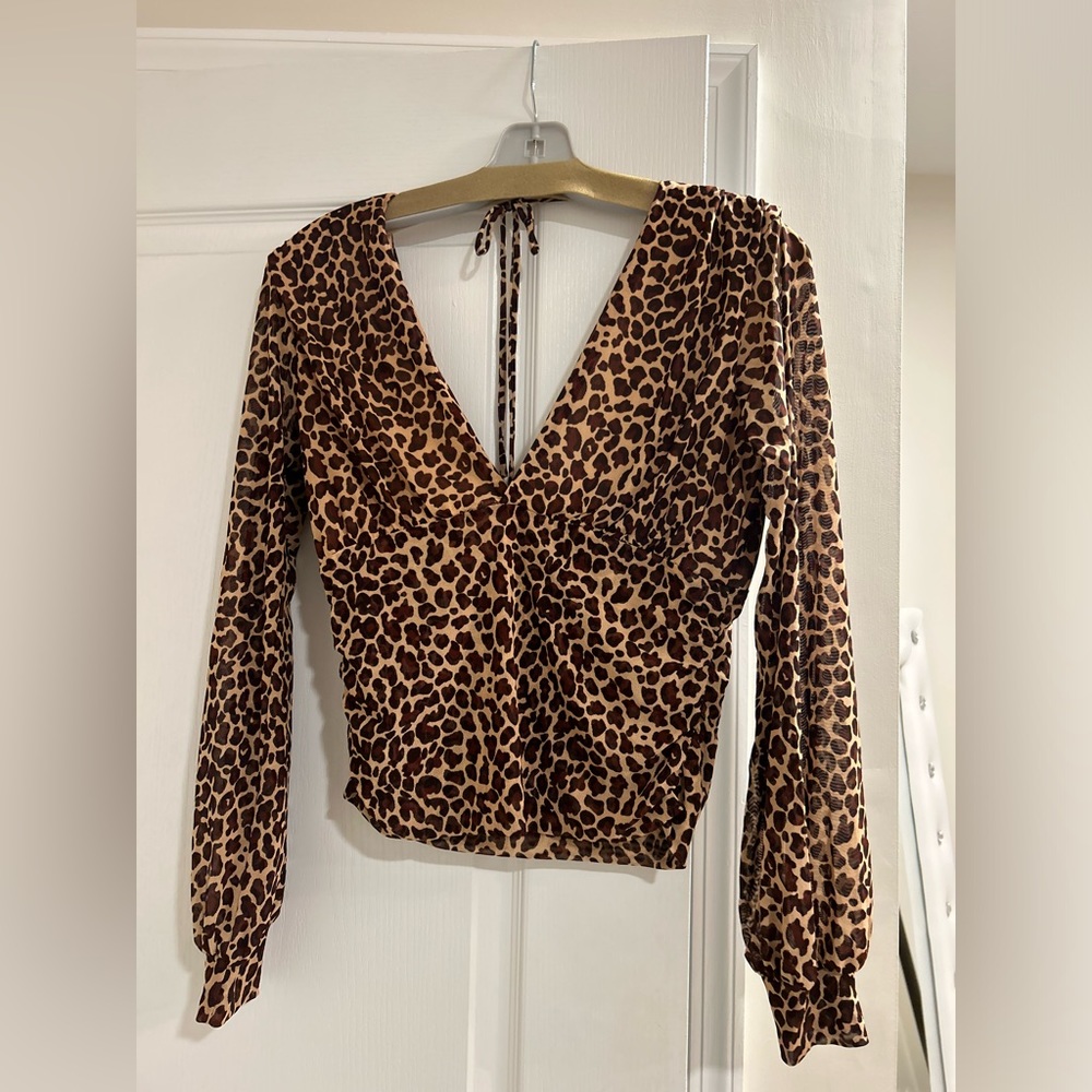 Mesh Cheetah top, tie in back
